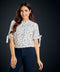 Sleeve Tie White And Black Chiffon Top